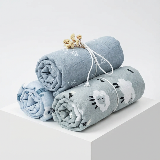 3-Pack Silky-Soft Bamboo Muslin Swaddles - Alpaca & Friends (Large)