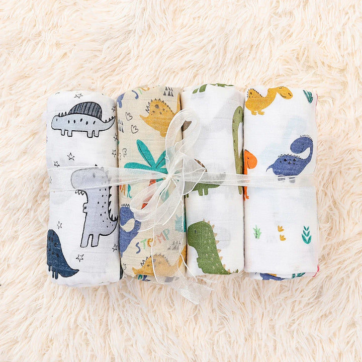 5-Pack Silky-Soft Bamboo Muslin Swaddles - Dinosaurs